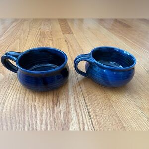 2 blue Pottery stoneware bowls